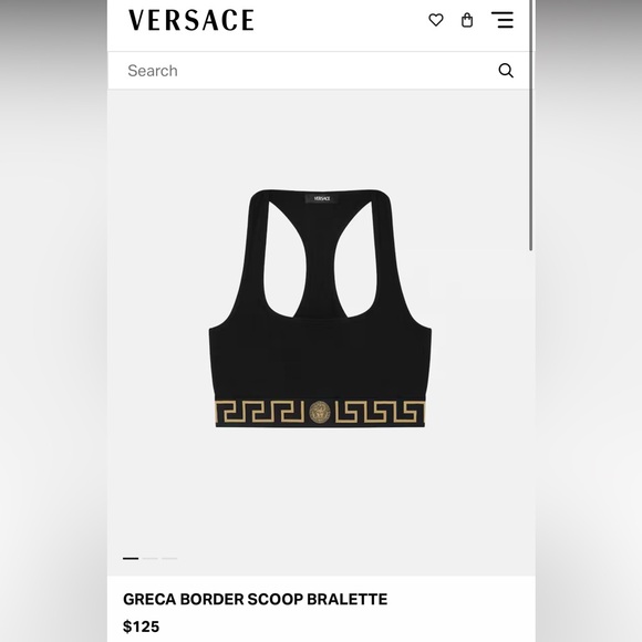 Versace Tops - NWT Versace Black and Gold Greca Cotton Bra size L